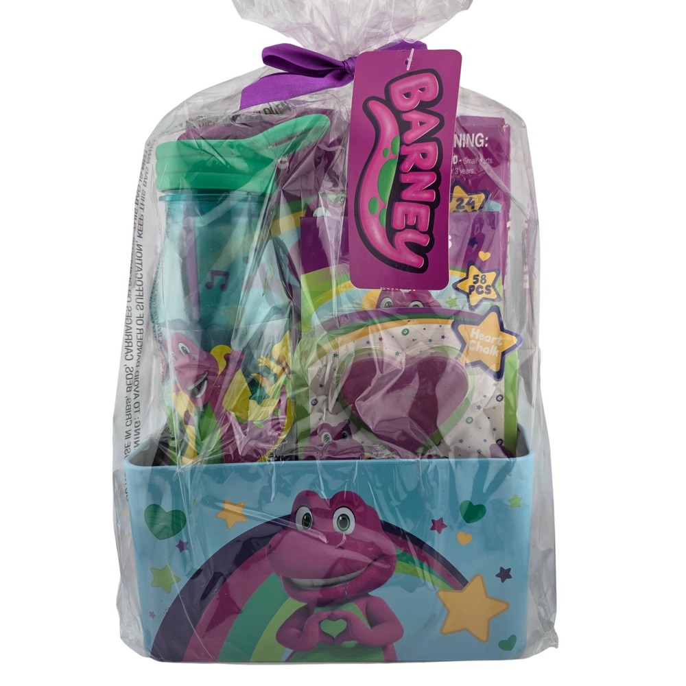 Barney‎ Tin Box Valentine Gift Set Water Bottle Stickers Puzzle